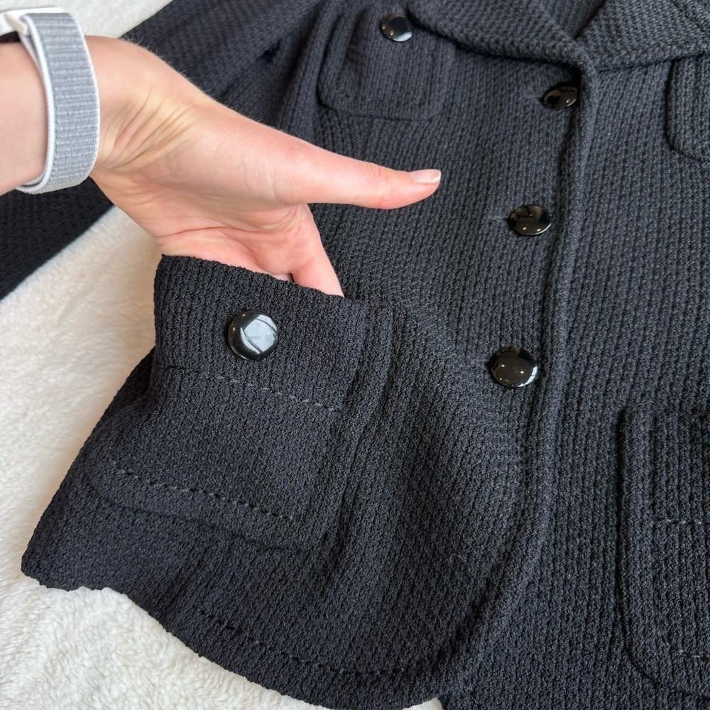 St. John Caviar Wool Blend Black Knit Dress (4) & Blazer (2) 2-Piece Set - Picture 6 of 14